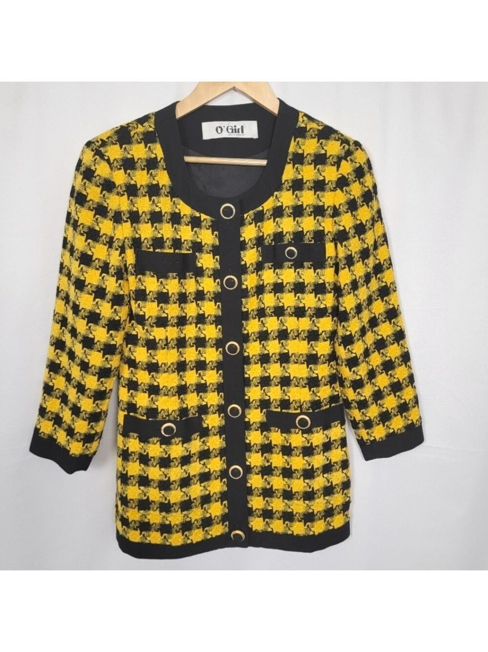 Yellow and Black Houndstooth Blazer #3007